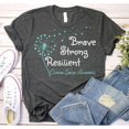 thumbnail image 1 of Brave Strong Resilient Ovarian Cancer Awareness Dandelion Graphic T-Shirt, Unisex Classic Fit, Cotton-Rich, 180 GSM, 1 of 4