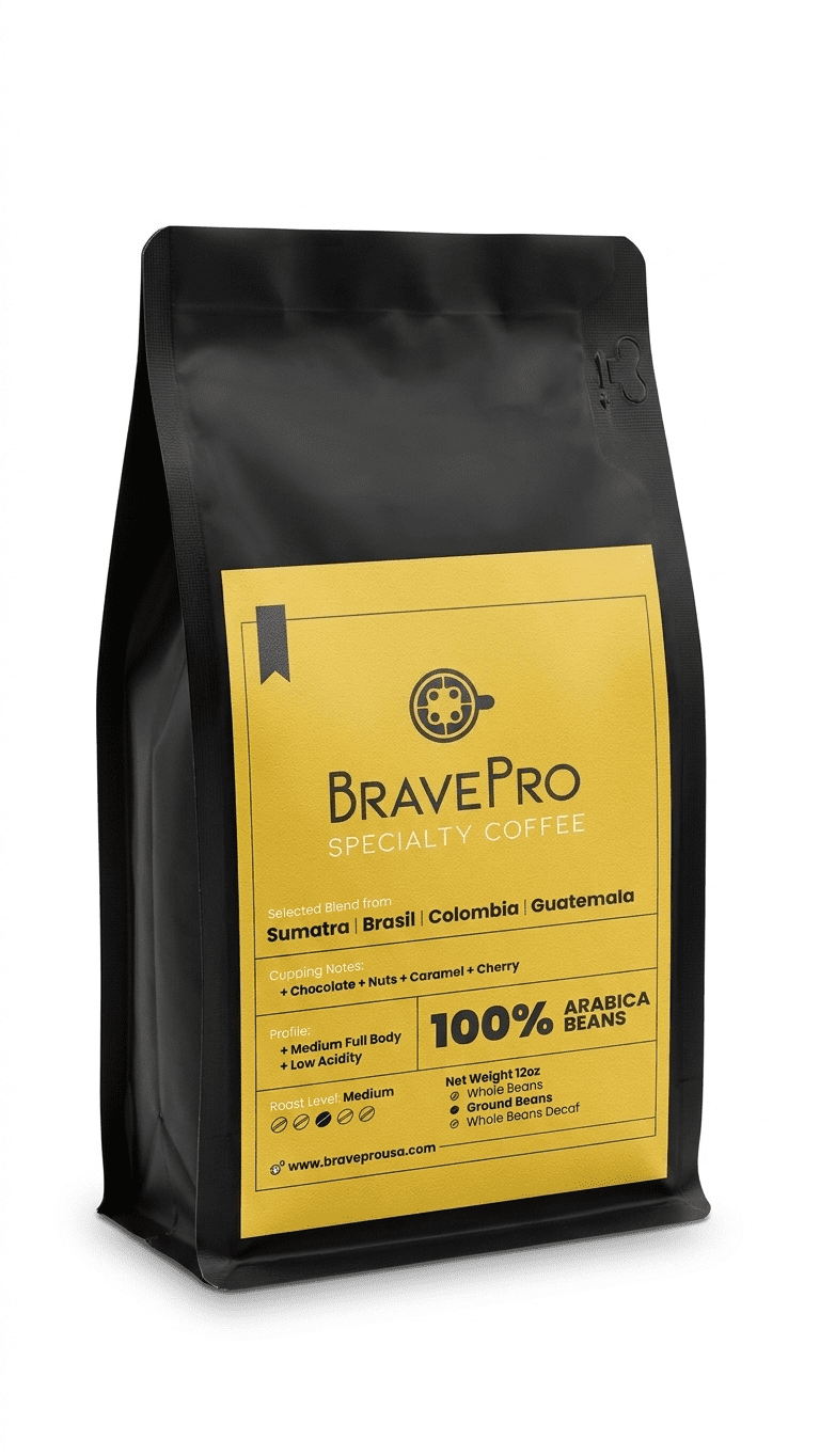 BravePro Specialty Coffee Beans 12oz, 100% Arabica Medium Roast, Premium  Coffee