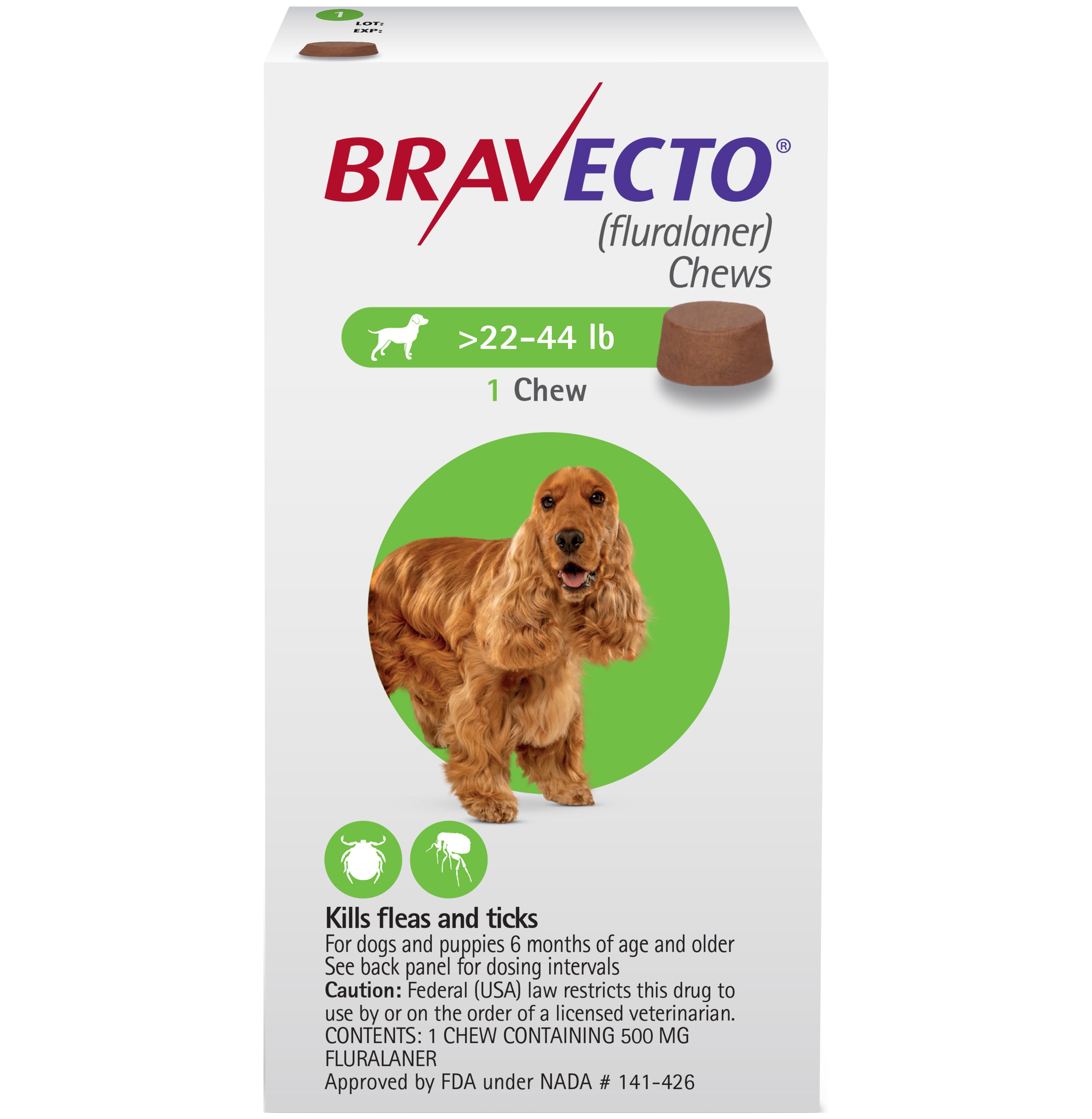 Bravecto Chew for Dogs, 2244 lbs, (Green Box)