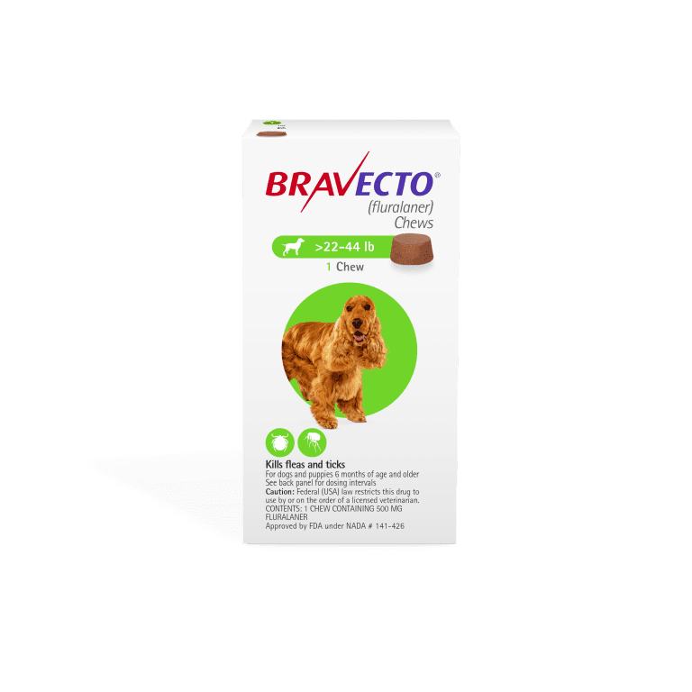 BRAVECTO® (fluralaner) Chews for Dogs, 22-44 lbs, (Green Box) HSA