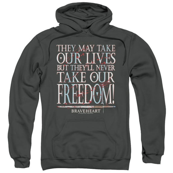 Braveheart Freedom Adult Pullover Hoodie Sweatshirt Charcoal