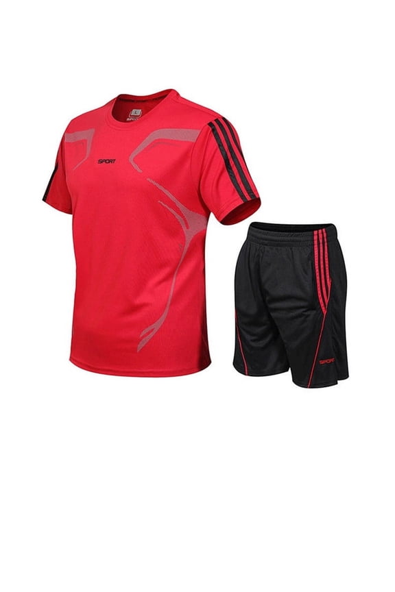 Men's Active Moisture Wicking Workout 2-Piece T-Shirt and Athletic Shorts Set