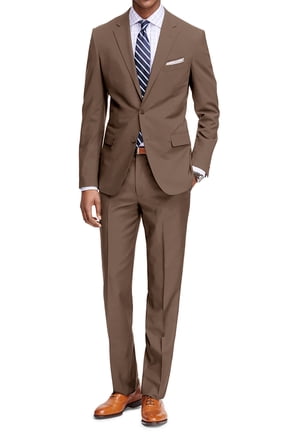 Men's Classic Fit 2-Piece Suit, Single Breasted Jacket, Two Button Closure, Flat Front Pant, 42R/36W