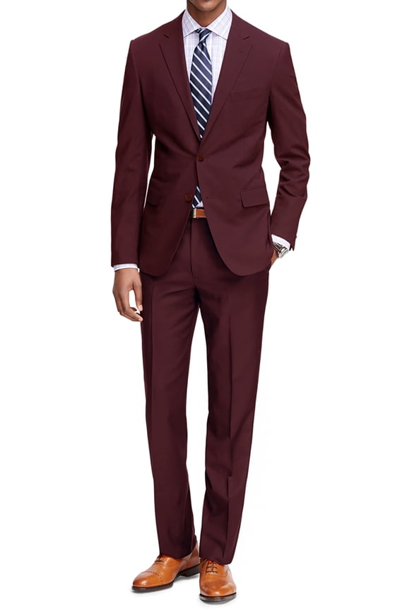 Men's Classic Fit 2-Piece Suit, Single Breasted Jacket, Two Button Closure, Flat Front Pant, 42S/36W