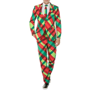 Braveman Men's Classic Fit Ugly Christmas Suits with Matching Tie