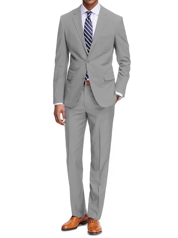 Men's Suit Jacket Two Button Style Closure/Single Breasted/Two Bottom Through Welt At Pocket Seats/Flat Front Pant Set