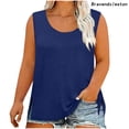 thumbnail image 1 of Bravendaleston Plus Size Womens Tank Top Side Slit Casual Summer Top Sleeveless Round Neck Loose Fit Everyday Wear Stretchy Blouses Blue, 1 of 8