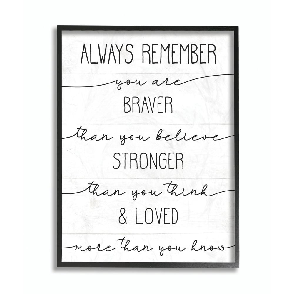Braver Stronger Loved Family Inspirational Word Design Oversized Framed Giclee Texturized Art by Daphne Polselli