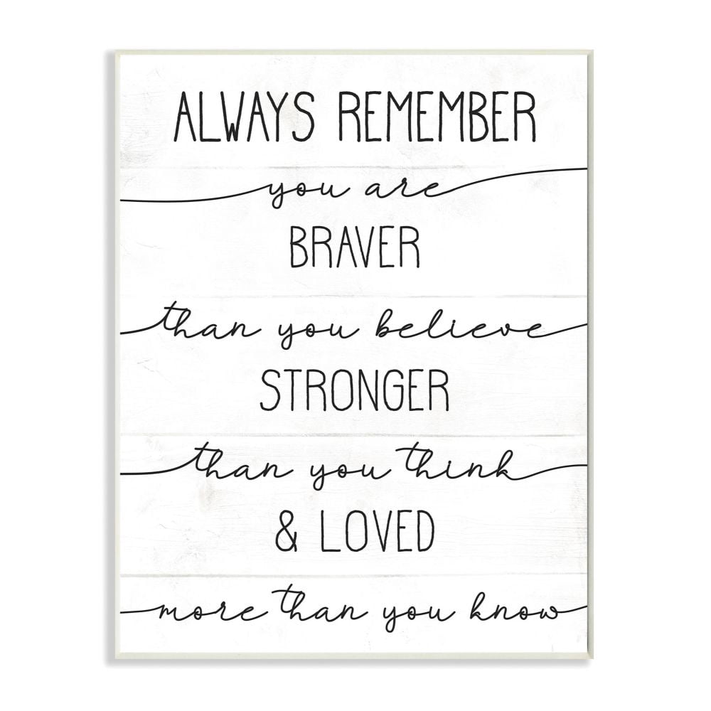 Braver Stronger Loved Family Inspirational Word Design Oversized Wall Plaque Art by Daphne Polselli