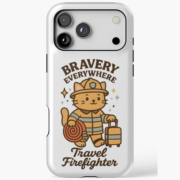 Bravery Everywhere Cute Firefighter Cat iPhone Case 17 16 15 14 13 12 11 Pro Max