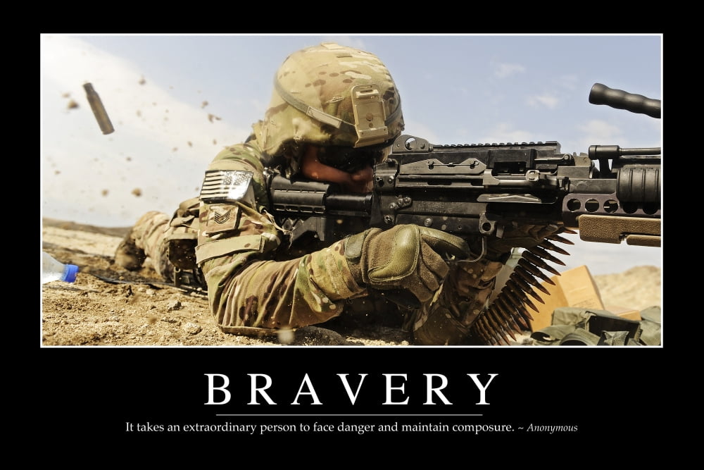Bravery Inspirational Quote and Motivational Poster Canvas Art - Stocktrek Images (34 x 23)