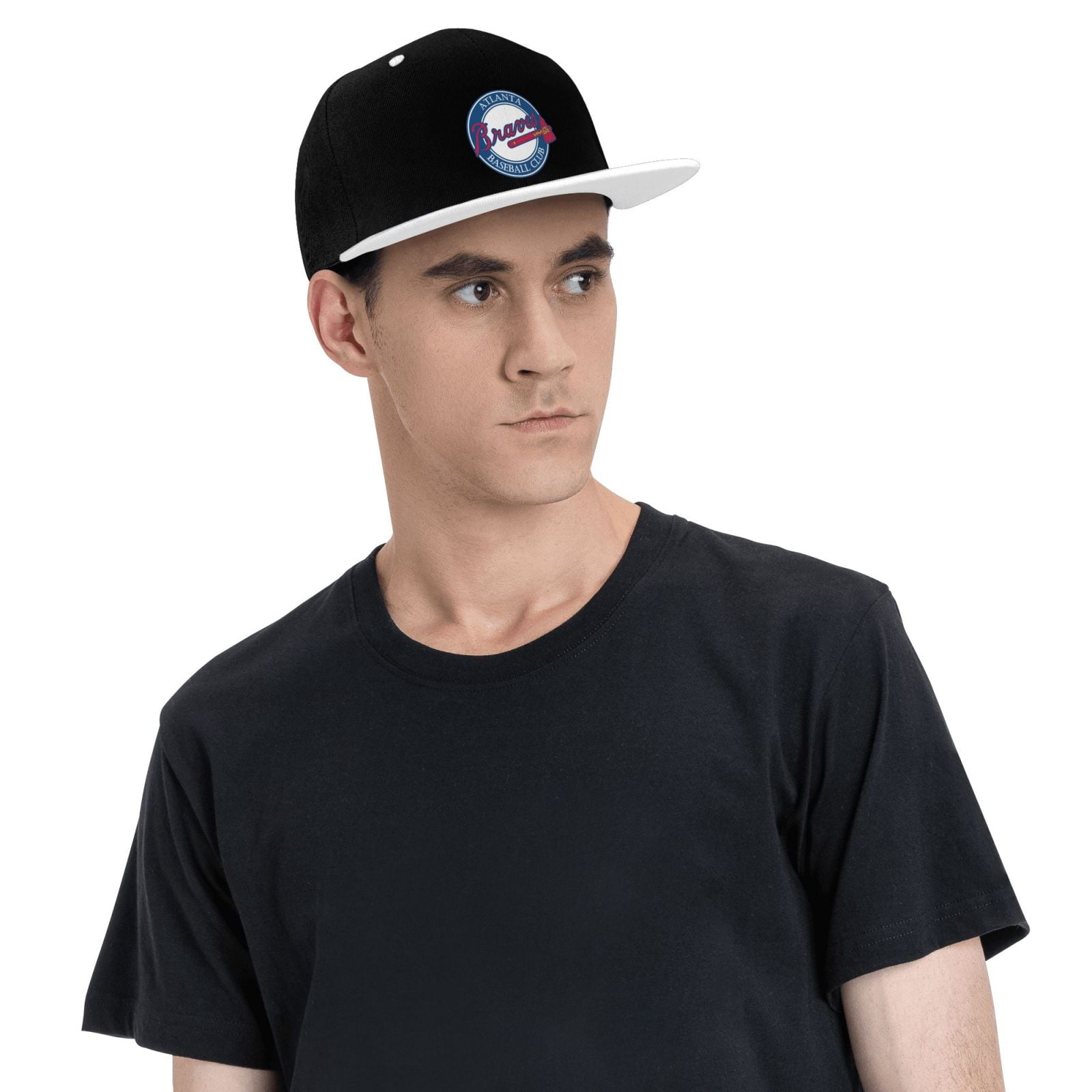 Memphis 80s/90s Style Flat Bill Baseball Cap - 3D All-Over Print Trucker Snapback For Men & Women (Black, Medium)