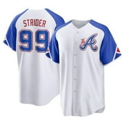 Braves Strider #99 Player Apparel Baseball Jerseys Embroidered Button Down Short Sleeve Sport Shirt