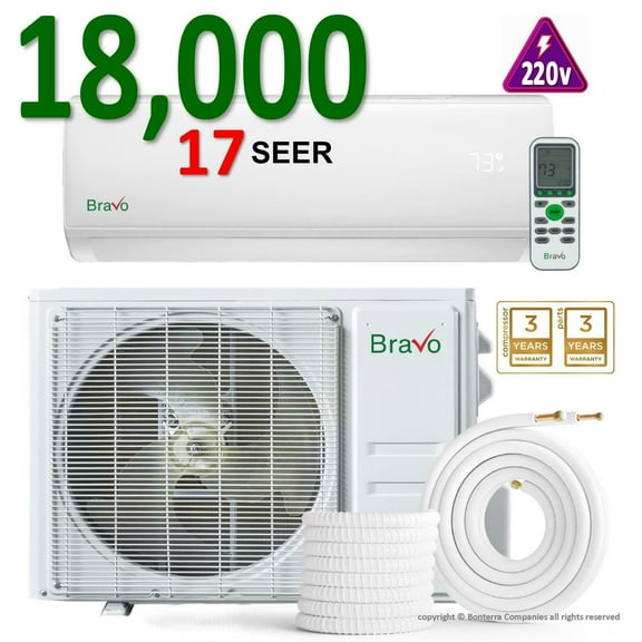 Bravo 18000 BTU Mini Split Air Conditioner Heat Pump 17 Seer 220V