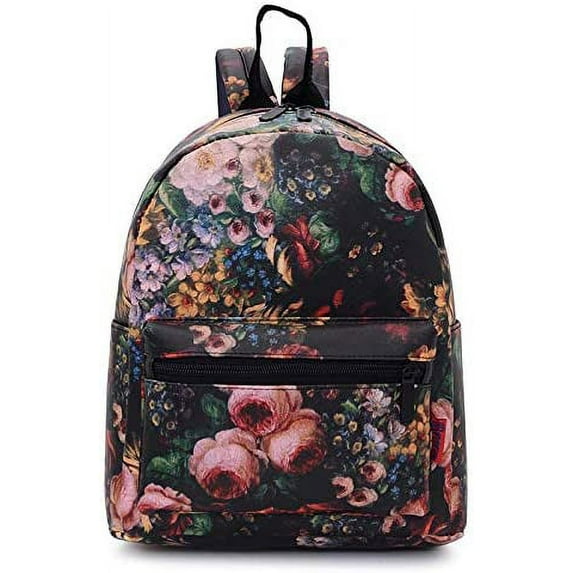 Bravo BTS Small Backpack, Beautiful Fashion Design Casual Daypack, All Purpose Usage Bag 12" (Oil Painting Flowers)