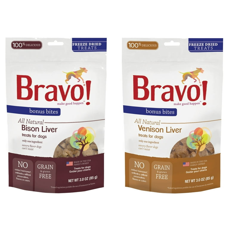 Bravo! Bonus Bites Venison Liver Freeze-Dried Dog Treats, 3-oz bag Bravo! Bonus Bites Venison Liver Freeze-Dried Dog Treats, 3-oz bag