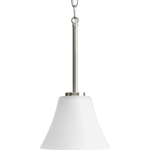 Bravo Collection One-Light Brushed Nickel Etched Glass Modern Mini-Pendant Light