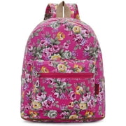 Bravo Floral 14 Inch School Backpack, Beautiful All-Purpose Casual Daypack, Floral Pink