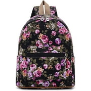 Bravo Floral Small 12 Inch School Backpack, Beautiful All-Purpose Casual Daypack, Floral Black