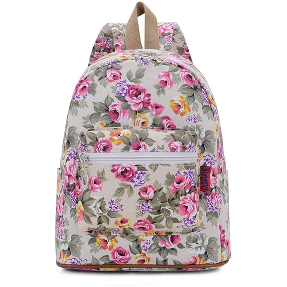Bravo Floral Small (12 Inch) School Backpack, Beautiful All-Purpose Casual Daypack, Floral Cream