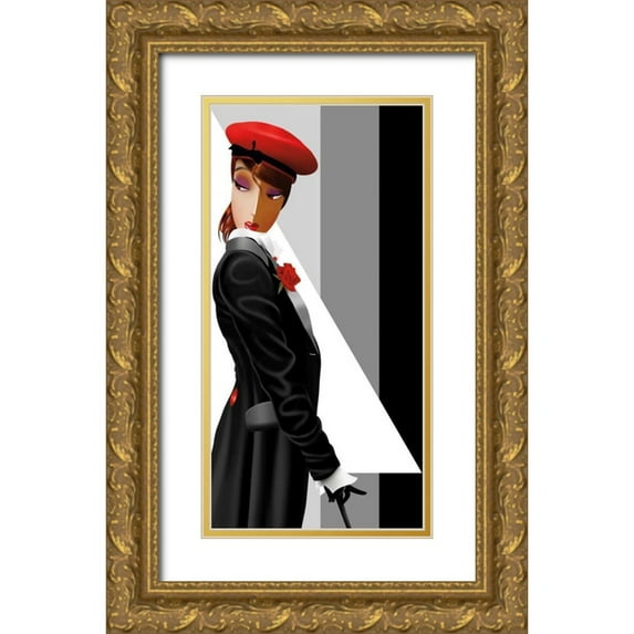 Bravo, Jordan 11x18 Gold Ornate Wood Framed with Double Matting Museum Art Print Titled - Lauren in Uniform