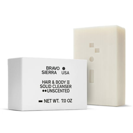 Bravo Sierra Hair & Body Bar Cleanser for Men, Unscented, All Skin Types, 7 oz