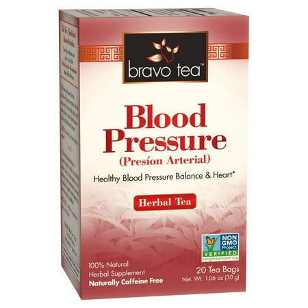 Bravo Tea Blood Pressure Herbal Tea Caffeine Free, 20 Tea Bags, 6 Count