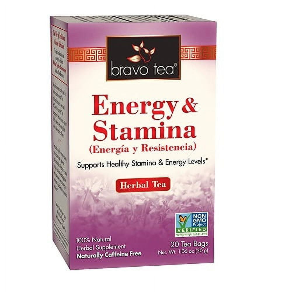 Bravo Tea Energy and Stamina Herbal Tea Bags, 20 Ea, 3 Pack