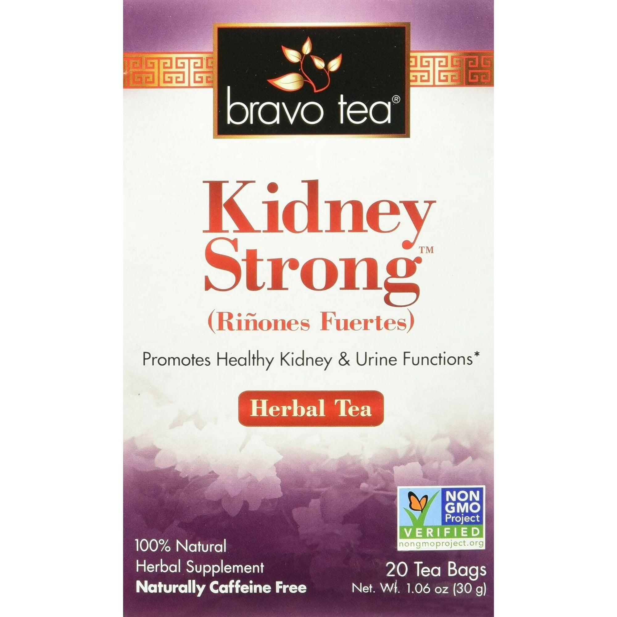Bravo Tea Non-GMO Kidney Strong Herbal Tea 20 Tea Bags Pack of 4