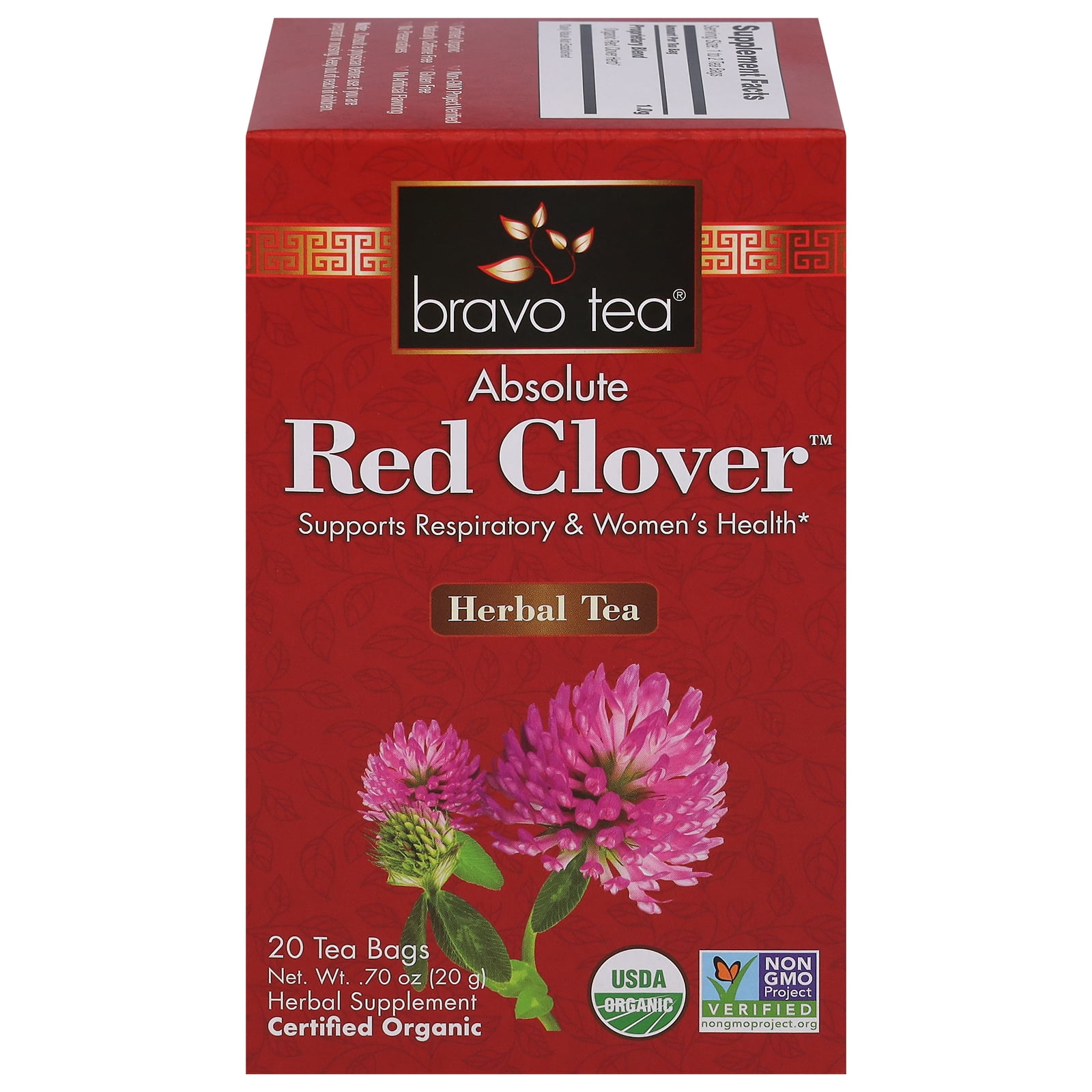 Bravo Tea Red Clover Herbal Tea Bags, 20 Ea