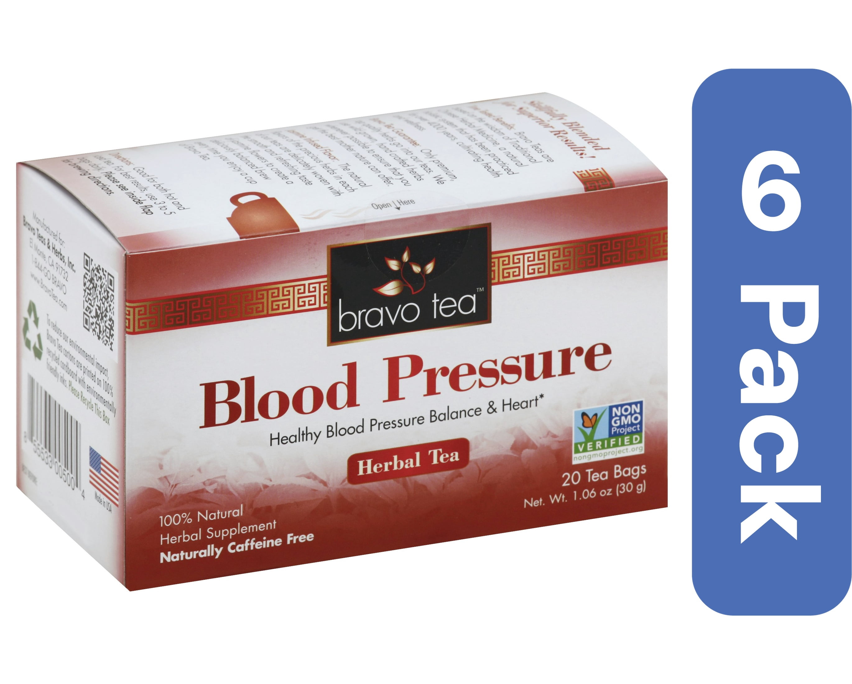 Bravo Rishi Tea Bravo Teas Blood Pressure Tea 20 Bags (Pack of 6) - Walmart.com