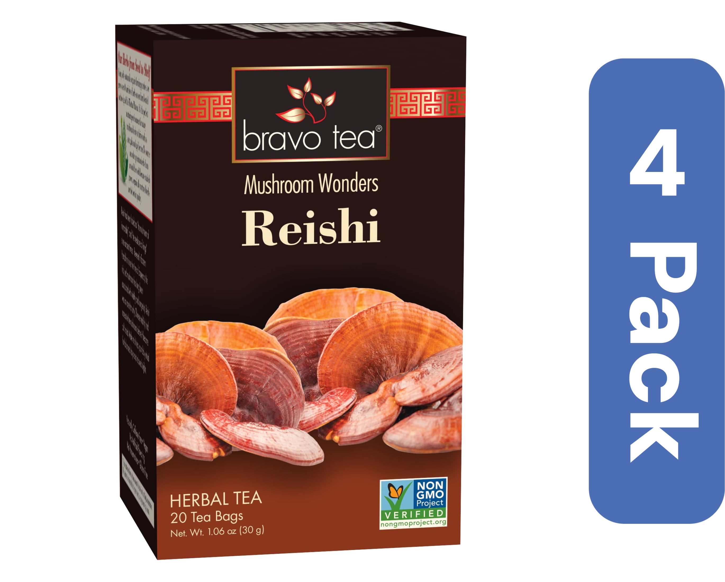 Bravo Rishi Tea Bravo Teas Reishi Tea 20 Pack 1.06 oz (Pack Of 4) - Walmart.com