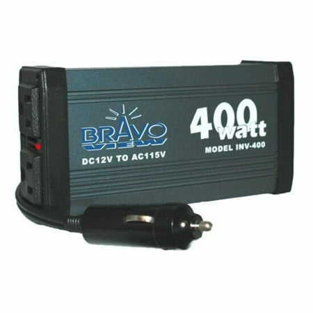 Bravo View 200W Continuous 400W Peak Power Inverter, DC 12V to 110V AC Car Inverter with 2 AC Outlets and 1 USB Charging Port (INV-400U)