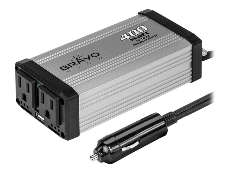 Bravo View 200W Continuous 400W Peak Power Inverter, DC 12V to 110V AC Car Inverter with 2 AC Outlets and 1 USB Charging Port (INV-400U)