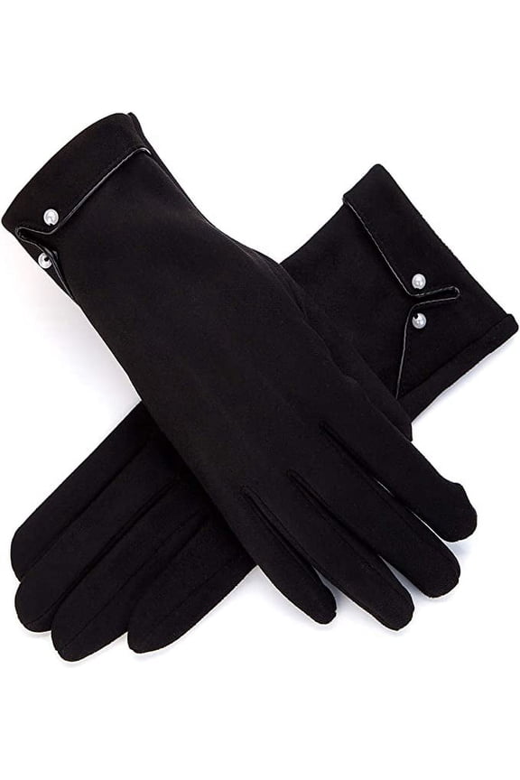 Warm Winter Gloves with Faux Pearl Fleece Lined Thick Touchscreen Gloves (Black)