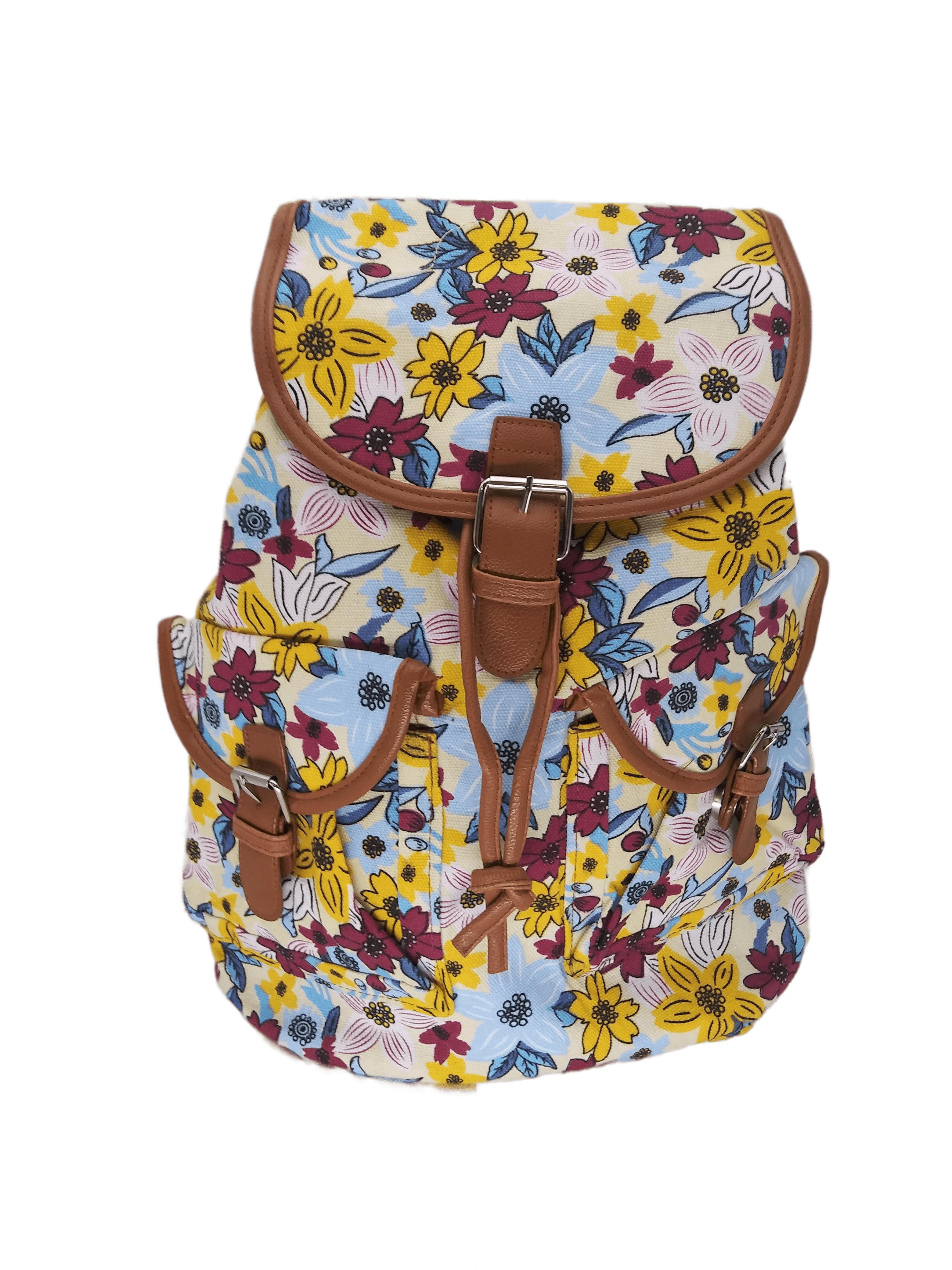 Colorful Drawstring Backpack with Floral and Fish Design Boho Bass Backpack Dry Bag | Outdoor Travel Bag | FisheWear main image 3