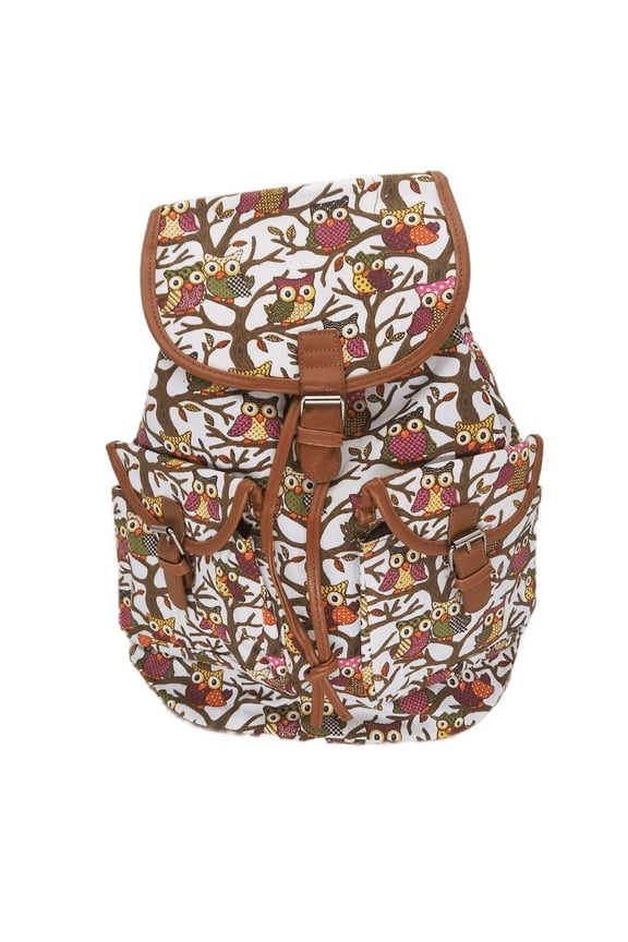 Women's Backpack Owl Rucksack Drawstring