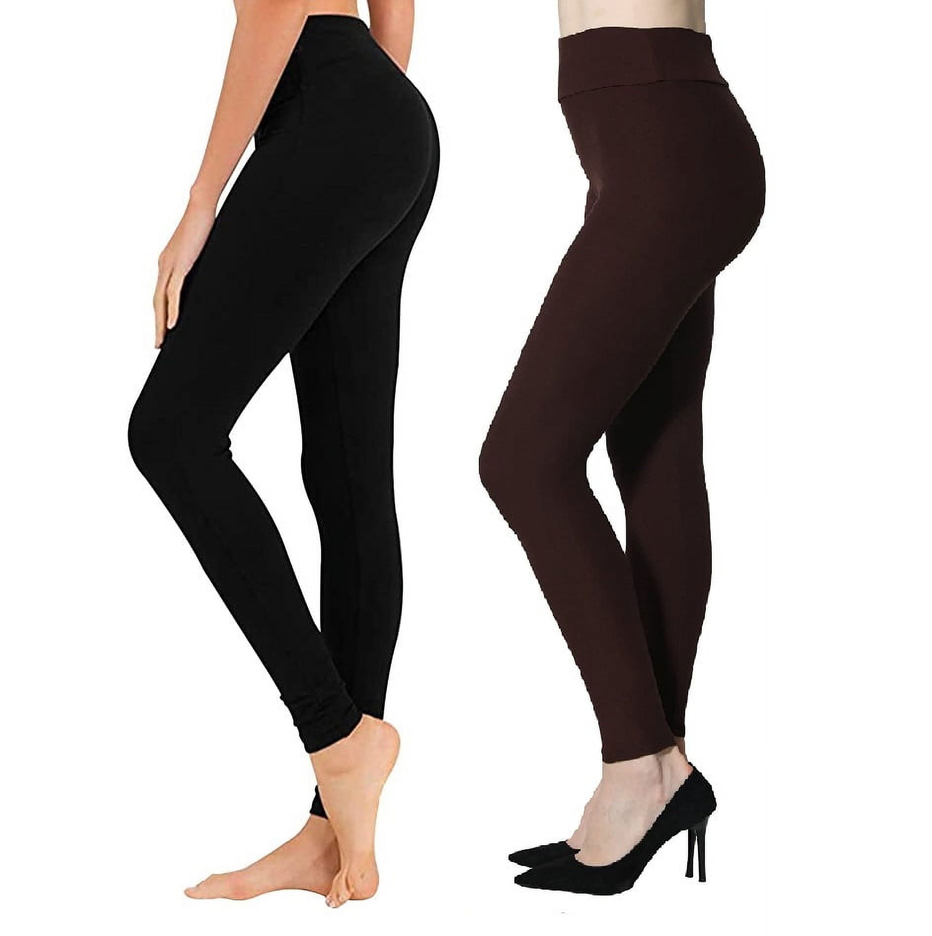 Bravo! Womens Leggings High Waisted Soft Black Leggings Yoga Pants for  Workout 2 pc Black and Brown