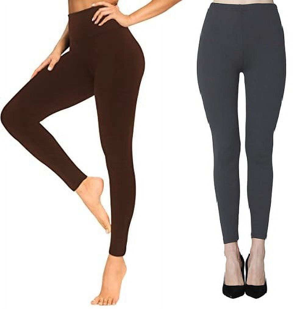 Bravo! Womens Leggings High Waisted Soft Black Leggings Yoga Pants for  Workout 2 pc Olive and Gray