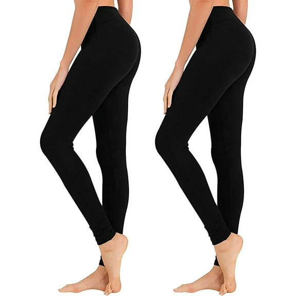 Bravo! Womens Leggings High Waisted Soft Black Leggings Yoga Pants for Workout Running 2 Pack