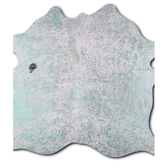 Bravo cowhide rugs for sale GREEN METALLIC ON WHITE rug