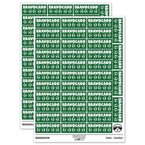 Bravocado Bravo Avocado Teacher Student School Sticker Set - Dark Green - Gloss Finish - 1.5" Small