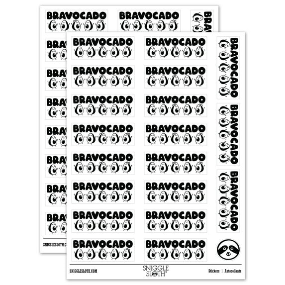 Bravocado Bravo Avocado Teacher Student School Sticker Set - White - Matte Finish - 2.00" Large