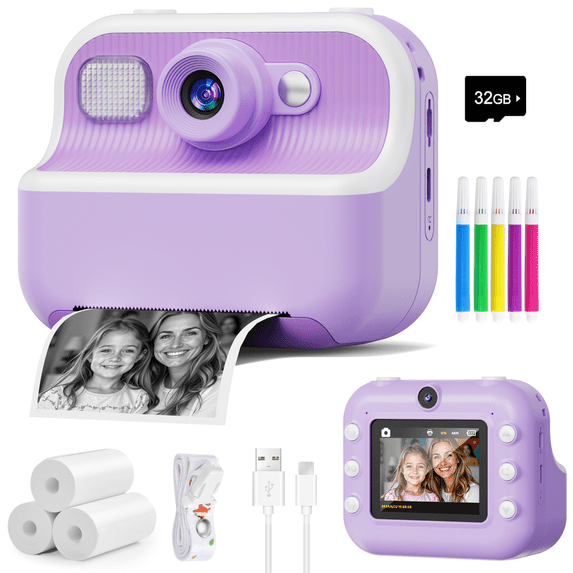 Bravokids Kids Camera Instant Print,1080P Kids Instant Cameras, Christmas Birthday Gifts for Girls Boys Age 3-12, Toddler Digital Cameras for 3 4 5 6 7 8 9 10 Year Old Girl