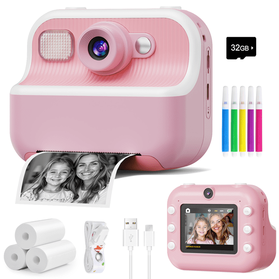 Bravokids Kids Camera Instant Print,1080P Kids Instant Cameras, Christmas Birthday Gifts for Girls Boys Age 3-12, Toddler Digital Cameras for 3 4 5 6 7 8 9 10 Year Old Girl