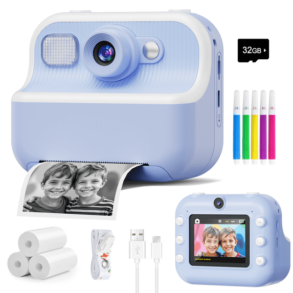 Bravokids Kids Camera Instant Print,1080P Kids Instant Cameras, Christmas Birthday Gifts for Girls Boys Age 3-12, Toddler Digital Cameras for 3 4 5 6 7 8 9 10 Year Old Girl