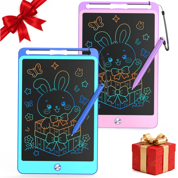 Bravokids LCD Writing Tablet for Kids 2 Pack, 10" Colorful Drawing Board with Pressure-Sensitive Lines, Portable Doodle Pad for Toddlers, Creative Gift for Boys and Girls