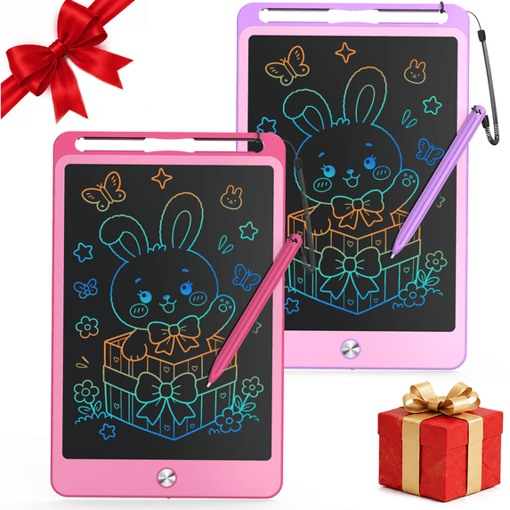 Bravokids LCD Writing Tablet for Kids 2 Pack, 10" Colorful Drawing Board with Pressure-Sensitive Lines, Portable Doodle Pad for Toddlers, Creative Gift for Boys and Girls