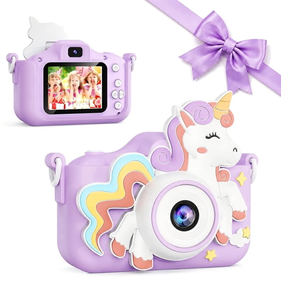 Bravokids Kids Camera, Unicorn Toddler 1080P Digital Camera with 32GB SD Card, Birthday Gift for Girls Age 3-9