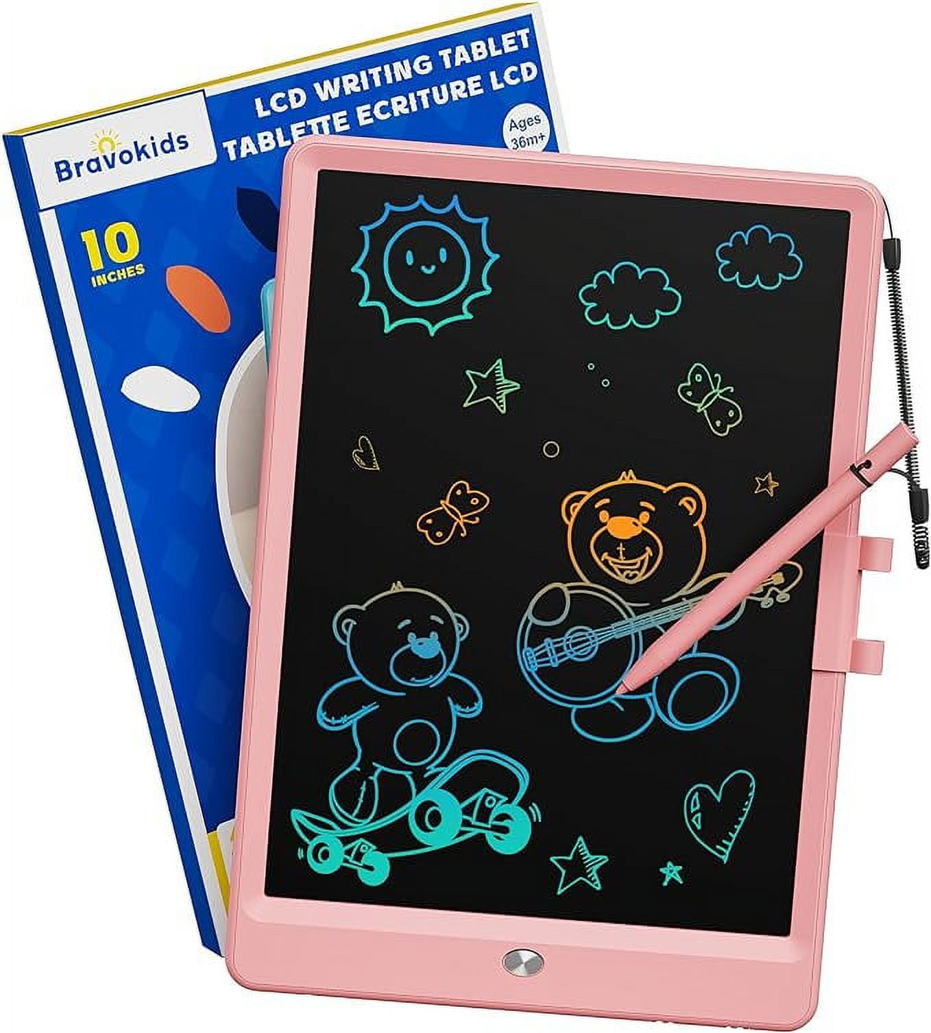 Bravokids Toys for 3-6 Years Old Girls Boys, LCD Writing Tablet 10 Inch Doodle Board, Electronic Drawing Tablet Drawing Pads, Educational Birthday Gift for 3 4 5 6 7 8 Years Old Kids Toddler (Pink)